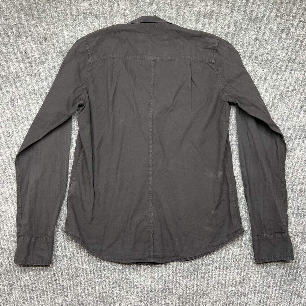 Frank & Eileen Barry Classic Relaxed Woven Button Up Shirt Black Small - Picture 7 of 9